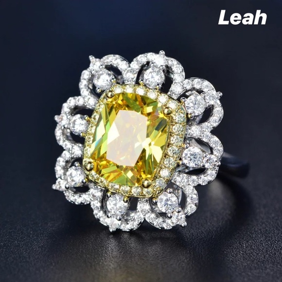 Baroque style 925 Silver Oval Citrine CZ AAA Ring - Picture 8 of 8